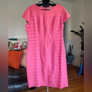 NWT Womens Sheath Dress Size 14 Round Neck Cap Sleeves Zip Closure Knee Lenght